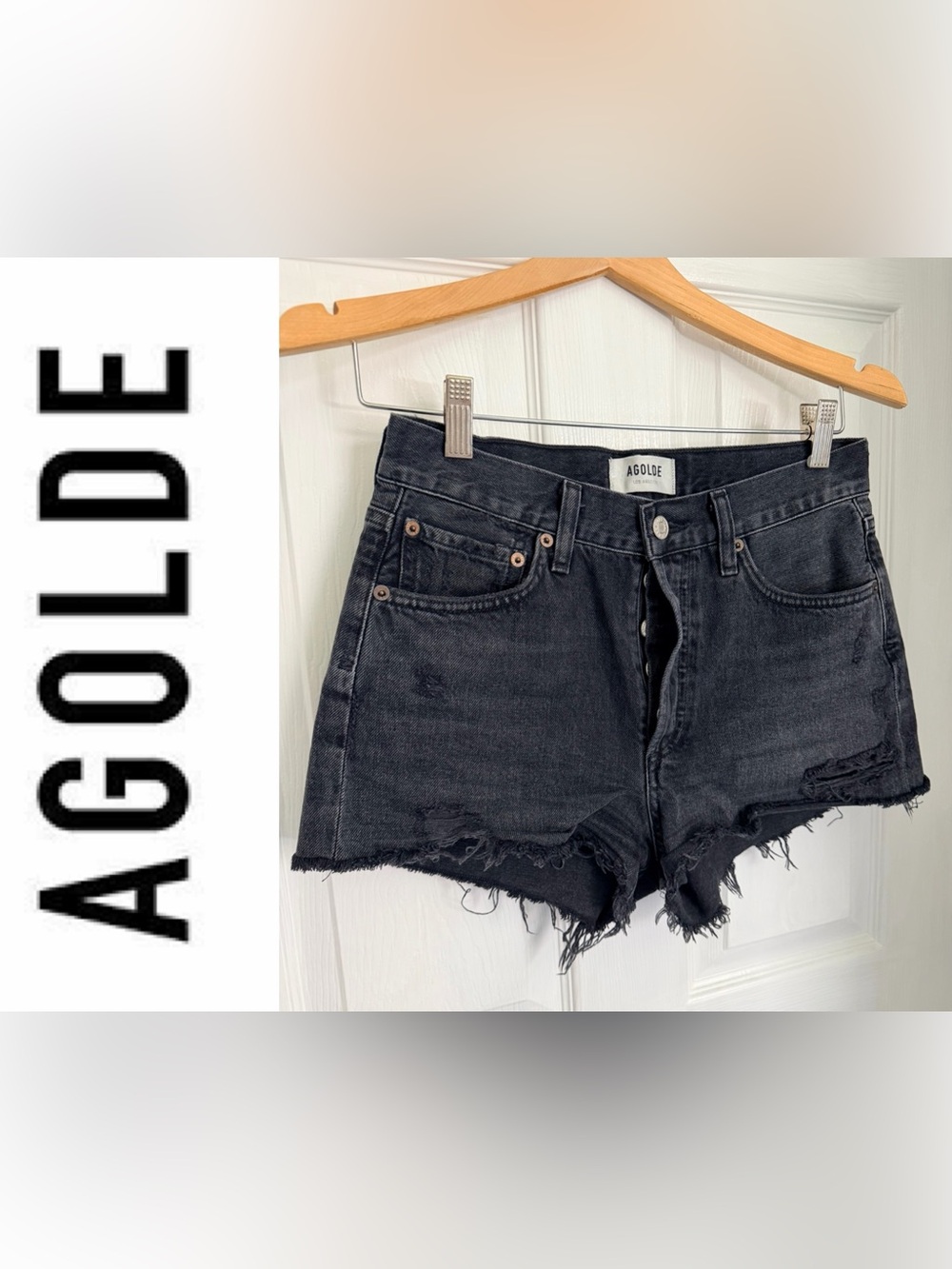 Agolde Black Parker Denim Shorts Size 24